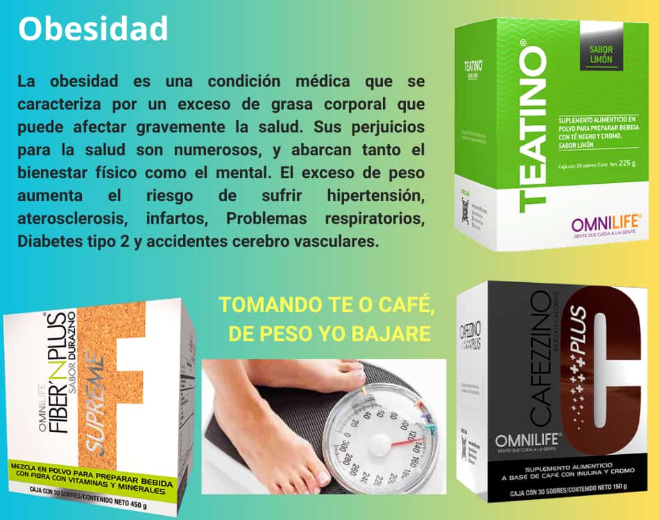 Lámina de Obesidad con los productos OMNILIFE recomendados
